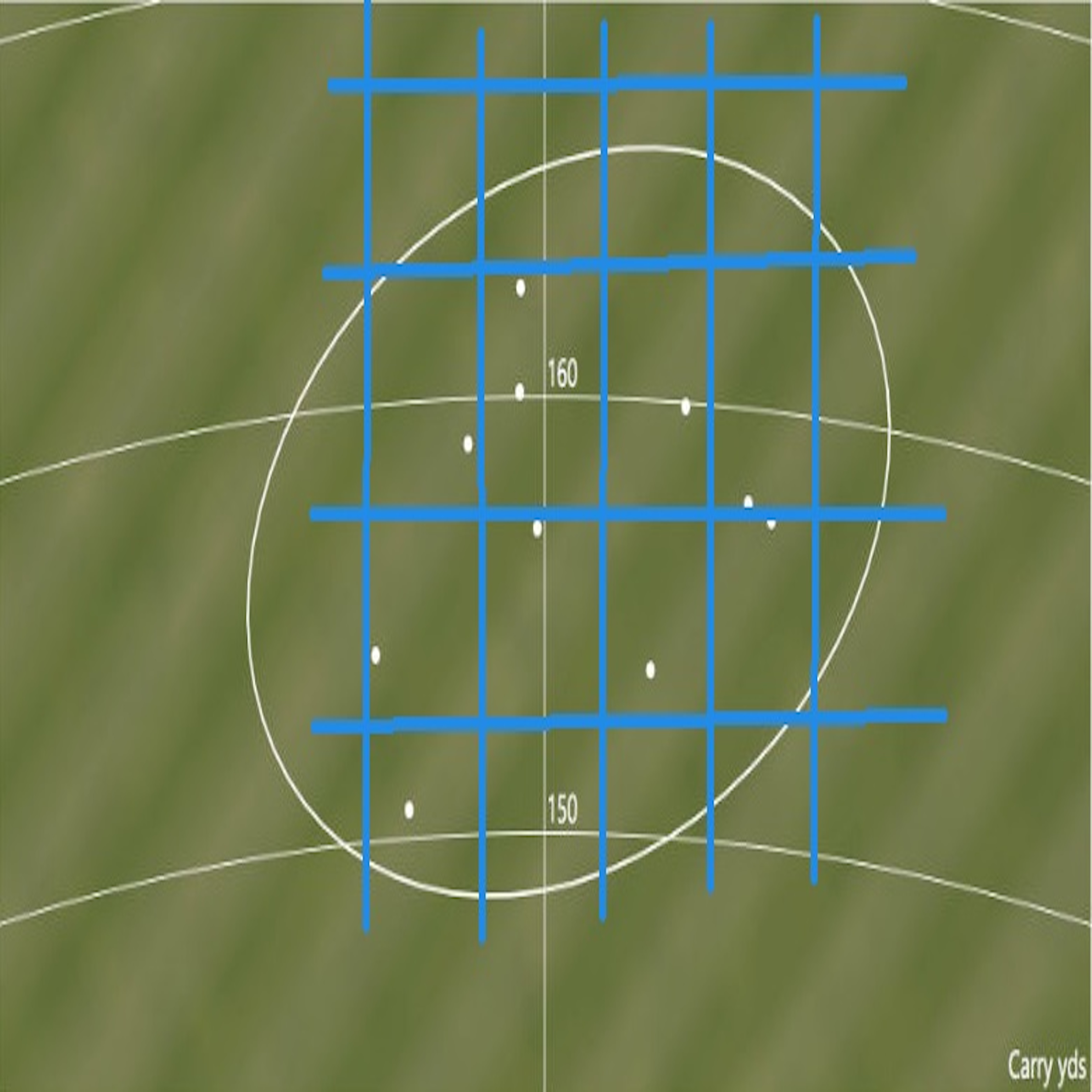 Bird-perspective of a golf shot distribution